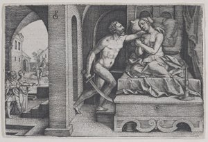 Tarquinius يغتصب Lucretia ، من مشاهد من التاريخ الروماني. بواسطة جورج بينز