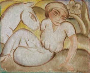 امرأة مع حمار بواسطة جورج شريمبف