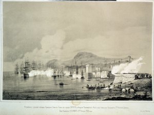 معركة سينوب في 30 نوفمبر 1853 (طباعة حجرية)