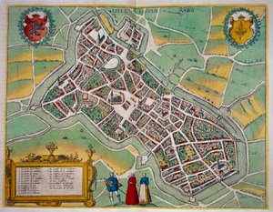 خريطة مدينة ليل من "" Civitates Orbis Terrarum "" بقلم جورج براون (1541-1622) وفرانس هوغنبرغ (1535-1590) حوالي 1572-1617. باريس ، بن