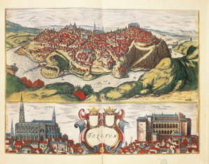 إسبانيا ، طليطلة ، مدينة طليطلة من Civitates Orbis Terrarum بواسطة Georg Braun و Franz Hogenberg ، نقش
