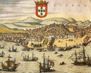 Map of City of Lisbon, from Civitates Orbis Terrarum by Georg Braun and Franz Hogenberg, engraving بواسطة فرانس