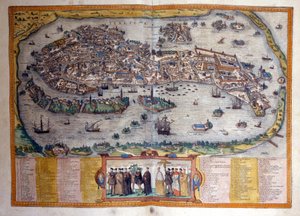 منظر لمدينة البندقية من الأطلس "Civitates Orbis Terrarum" بواسطة Braun و Hogenberg
