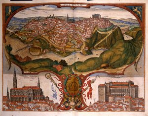 منظر لمدينة توليدو في القرن السادس عشر. نقش جورج براون في "" Civitatis Orbis Terrarum "" المجلد الأول بقلم فرانز هوغنبرغ (1535-1590) بواسطة فرانس