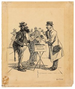 بائع الشارع ، حوالي 1895 (حبر على ورق) بواسطة جورج بنيامين لوكس