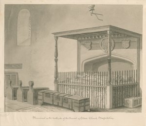 كنيسة ستو - مقبرة الطاولة: رسم بني داكن ، 1841 بواسطة جورج باكلر