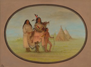 A K'nisteneux Warrior and Family، 18611869. بواسطة جورج كاتلين