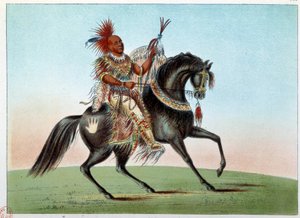 هنود أمريكا: صورة الفروسية لرئيس هندي لقبيلة ساكسونيا والثعالب. رسم جورج كاتلين (1794-1872) بواسطة جورج كاتلين