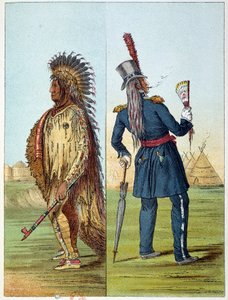 هنود أمريكا: الهندي assiniboin vetu في الجيش في جيوب زجاجتين من الحكمة. رسم جورج كاتلين (1794-1872) بواسطة جورج كاتلين