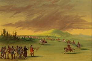 لا سال يلتقي بحفلة حرب من هنود سينيس في مرج تكساس. 25 أبريل 1686 ، 18471848. بواسطة جورج كاتلين