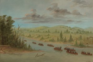 حفلة لا سال دخول المسيسيبي في الزوارق. 6 فبراير 1682 ، 18471848. بواسطة جورج كاتلين