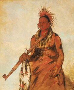 No-o-mún-nee ، يمشي في المطر ، محارب 1832. بواسطة جورج كاتلين