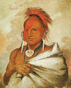 O-rón-gás-see، Bear-catcher، a Celebrated Warrior1832. بواسطة جورج كاتلين
