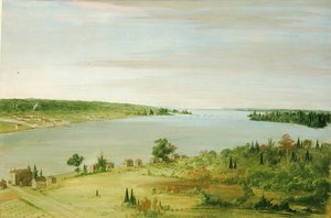 سولت سانت. ماري ، تظهر حامية الولايات المتحدة في المسافة ، 1836-1837. بواسطة جورج كاتلين
