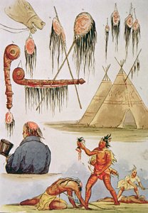 Scalping and decorative use of scalps (watercolor on paper) بواسطة جورج كاتلين