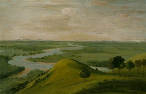 منظر لتقاطع النهر الأحمر و False Washita ، في تكساس ، 1834-1835. بواسطة جورج كاتلين