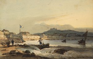 برايا غراندي ، ماكاو ، من الجنوب ، مع حصن القديس بطرس إلى اليسار ، 1830-1845 بواسطة جورج شنري