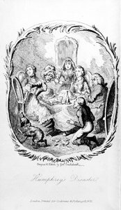 كارثة همفري ، رسم توضيحي من "رحلة همفري كلنكر" لتوبياس سمولت ، 1831 بواسطة جورج كروكشانك