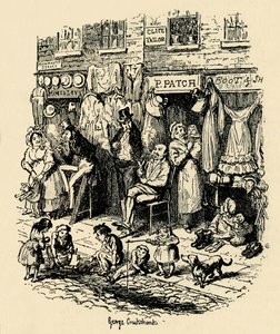 شارع مونماوث ، سوهو ، رسم توضيحي بقلم G. Cruikshank لـ Dickens Sketches by Boz. ، 1938 بواسطة جورج كروكشانك