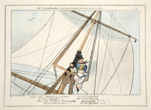 السيد B. Mastheaded - أو الاستمتاع بالهواء النقي للمرة 304 ، من The Progress of a Midshipman ، 1835 (نقش ملون باليد) بواسطة جورج كروكشانك