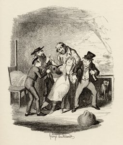 السيد فاجين وتلميذه يتعافى من نانسي ، من "مغامرات أوليفر تويست" بقلم تشارلز ديكنز (1812-70) 1838 ، نشره تشابمان أوند هول ، 1901 بواسطة جورج كروكشانك