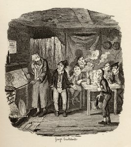 قدم أوليفر إلى الرجل المحترم القديم ، من "مغامرات أوليفر تويست" بقلم تشارلز ديكنز (1812-70) 1838 ، نشره تشابمان أوند هول ، 1901 بواسطة جورج كروكشانك