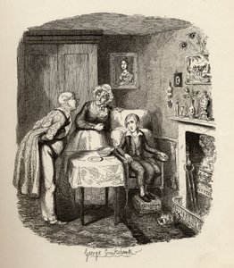 أوليفر يتعافى من الحمى ، من "مغامرات أوليفر تويست" بقلم تشارلز ديكنز (1812-70) 1838 ، نشره تشابمان أوند هول ، 1901 بواسطة جورج كروكشانك