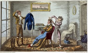 Tailleur et coiffeur à domicile - في "" Life in Paris "بقلم David Carey، ill. بقلم جورج كروكشانك ، أد. فيربورن ، لندن بواسطة جورج كروكشانك