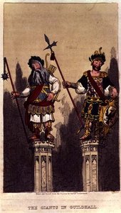 العمالقة في Guildhall ، حانة. ج 1824 بواسطة جورج كروكشانك