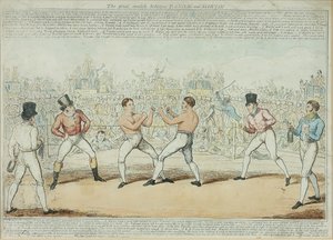 The Great Match Between Randall and Martin (coloured engraving) بواسطة جورج كروكشانك
