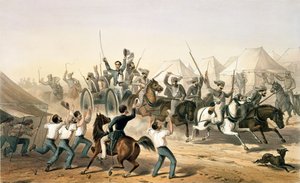 1781.c8 ، ر 16 ، صهرات تجلب الأسلحة التي تم أسرها إلى المعسكر ، من "الحملة في الهند"