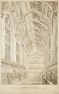 New College Chapel: منظر داخلي يوضح التصميم البديل للسقف المقترح بواسطة جورج جيلبرت سكوت