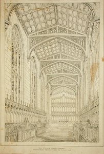 New College Chapel: منظر داخلي يظهر تصميمات للسقف المقترح بواسطة جورج جيلبرت سكوت