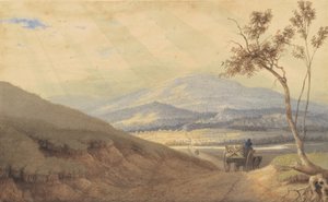 تأثير لامع — هوليديسبيرغ ، بنسلفانيا ، 1835-1840 (ألوان مائية وجرافيت على ورق منسوج) بواسطة جورج هارفي