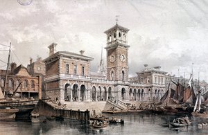 Billingsgate Wharf and Market ، لندن ، 1851 بواسطة جورج هوكينز