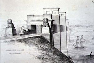جسر بريتانيا ، مدخل أنجلسي ، محفور بواسطة الفنان ، حانة. 1849 (ليثو) (للون انظر 122445) بواسطة جورج هوكينز