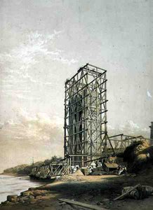 جسر بريتانيا ، برج كارنارفون ، سبتمبر 1848 ، حانة. في عام 1849 (ليثو) بواسطة جورج هوكينز