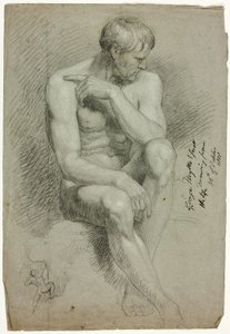 رجل جالس عاريًا مع رسم لرامي آرتشر عاري بواسطة جورج هايتر