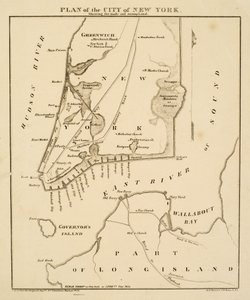 خريطة لمدينة نيويورك تظهر الصنع والصورة ، 1856 (حبر أسود على ورق) بواسطة جورج هايوارد