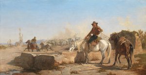 A Buttero Watering Horse Horse in the Roman Campagna ، 1853
