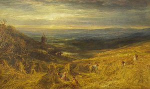 A Surrey Cornfield, c.1877 (oil on canvas) بواسطة جورج لوكاس