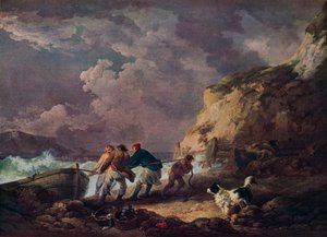 شاطئ البحر: الصيادون يسحبون في قارب ، 1791. بواسطة جورج مورلاند