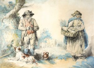 The Higglers (باستيل (أسود) وألوان مائية على ورق (لصق على ورق)) بواسطة جورج مورلاند
