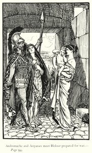 The Iliad: Andromache and Astyanax meet Hektor prepared for war (engraving) بواسطة جورج بيرسي جاكوم هود