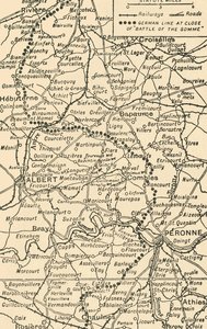 خريطة لتوضيح معركة السوم ، 1919. بواسطة شركة جورج فيليب اند سون المحدودة