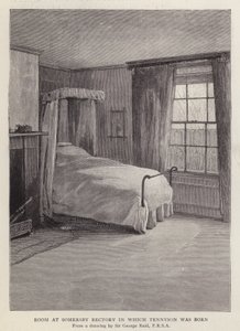 غرفة في Somersby Rectory ، Lincolnshire ، حيث ولد الشاعر الإنجليزي ألفريد ، اللورد تينيسون في عام 1809 (ليثو)