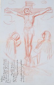 دراسة الصلب ، حوالي 1857 (طباشير أحمر وأسود على ورق ذو علامة مائية باللون الرمادي والأزرق) بواسطة جورج ريتشموند