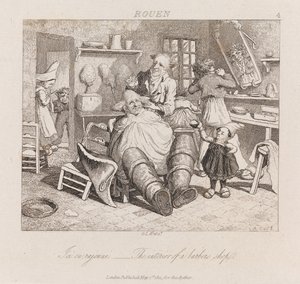 محل الحلاقة ، روان ، حوالي عام 1821 (حفر) بواسطة جورج روبرت لويس