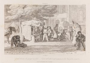 كشك الفاكهة ، باريس ، حوالي 1821 (حفر) بواسطة جورج روبرت لويس