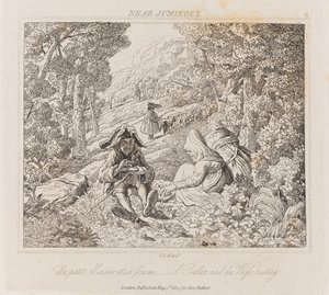 بائع متجول وزوجته بالقرب من Jumieges ، حوالي عام 1821 (حفر) بواسطة جورج روبرت لويس